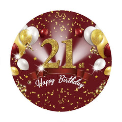 Aperturee - Golden Glitter Balloons Circle 21St Birthday Backdrop