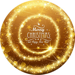 Aperturee - Golden Glitter Bokeh Round Christmas Backdrop