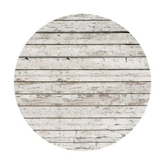 Aperturee - Grayish White Round Birthday Wooden Backdrop