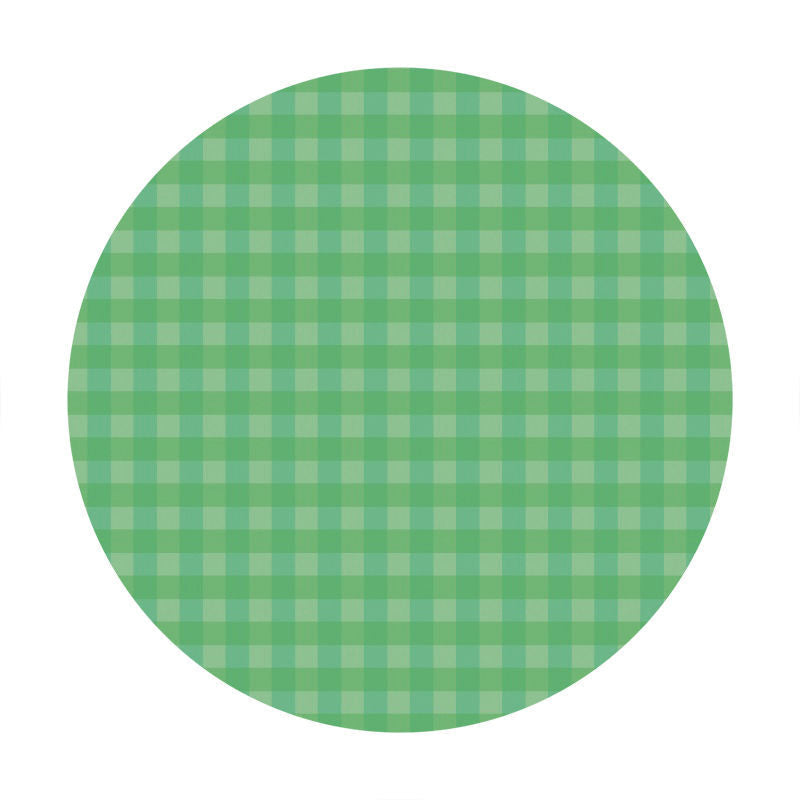 Aperturee - Green Checkered Pattern Round Birthday Backdrop
