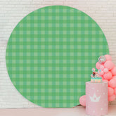 Aperturee - Green Checkered Pattern Round Birthday Backdrop