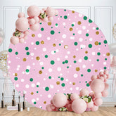Aperturee - Green Gold Spot Round Pink Birthday Backdrop
