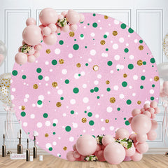 Aperturee - Green Gold Spot Round Pink Birthday Backdrop