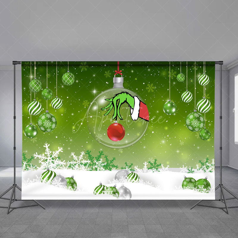Aperturee - Green Hand Bauble Snowflake Christmas Backdrop