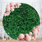 Aperturee - Green Leaves Circle Happy Birthday Backdrop