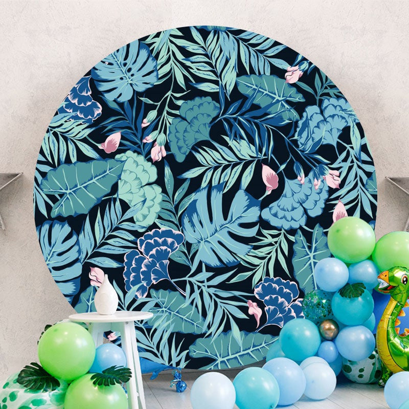 Aperturee - Green Leaves Theme Circle Happy Birthday Backdrop