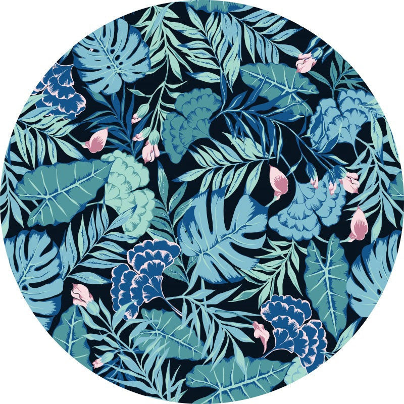 Aperturee - Green Leaves Theme Circle Happy Birthday Backdrop