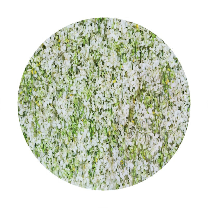 Aperturee - Green White Flower Round Happy Birthday Backdrop