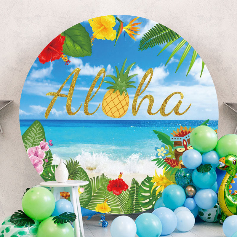 Aperturee - Hawaiian Aloha Floral Circle Summer Backdrop