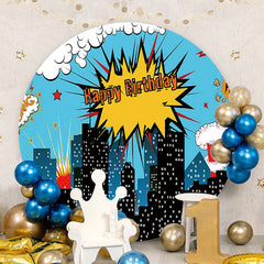 Aperturee - High Builddings Round Bang Birthday Backdrop