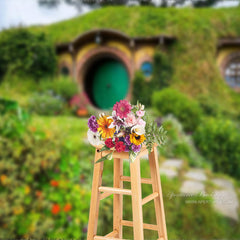 Aperturee - Hobbit House Rural Green Cabin Spring Photo Backdrop