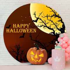 Aperturee - Horror Night Pumpkin Round Halloween Backdrop