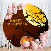 Aperturee - Horror Night Pumpkin Round Halloween Backdrop