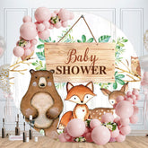 Aperturee - Jungle Animals Round Wood Baby Shower Backdrop