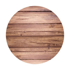 Aperturee - Light Brown Simple Wooden Round Birthday Party Backdrop