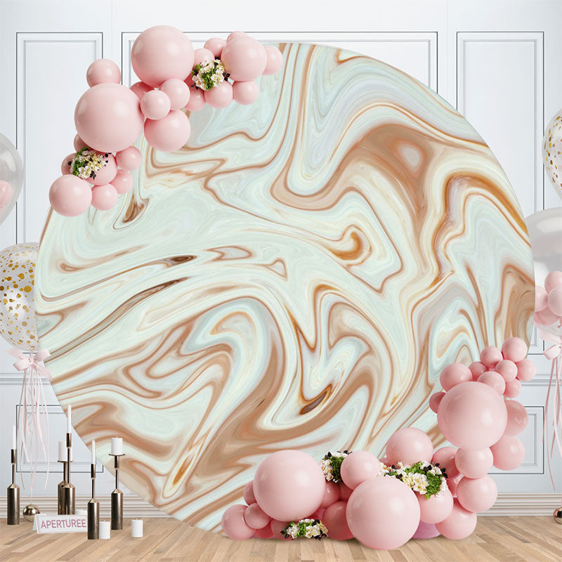 Aperturee - Light Cyan Abtract Line Round Birthday Party Backdrop