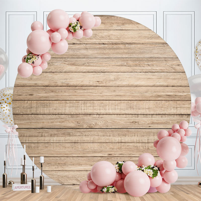 Aperturee - Light Khaki Wooden Round Birthday Party Backdrop