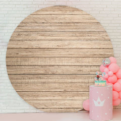 Aperturee - Light Khaki Wooden Round Birthday Party Backdrop