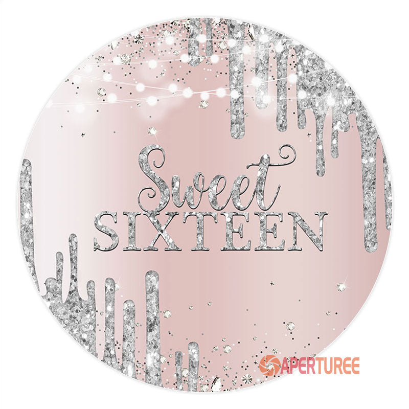 Aperturee - Light Rose Gold Sweet 16 Round Birthday Backdrop