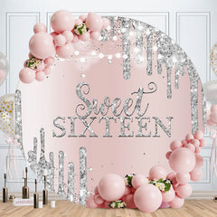 Aperturee - Light Rose Gold Sweet 16 Round Birthday Backdrop
