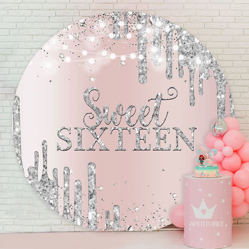 Aperturee - Light Rose Gold Sweet 16 Round Birthday Backdrop