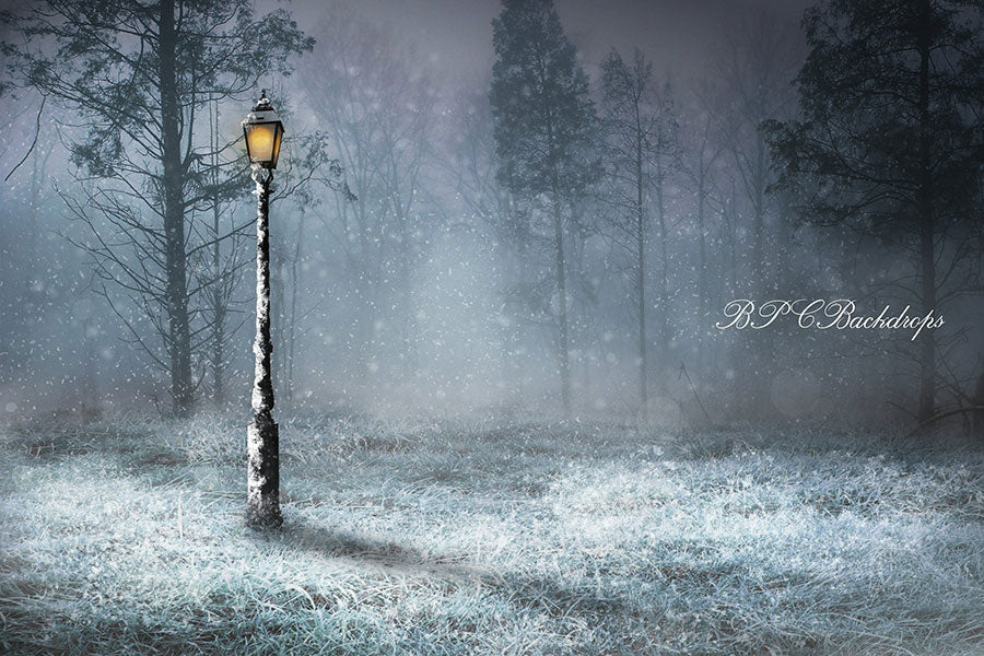 Aperturee - Light Snow Forest Winter Wonderland Backdrop For Photography