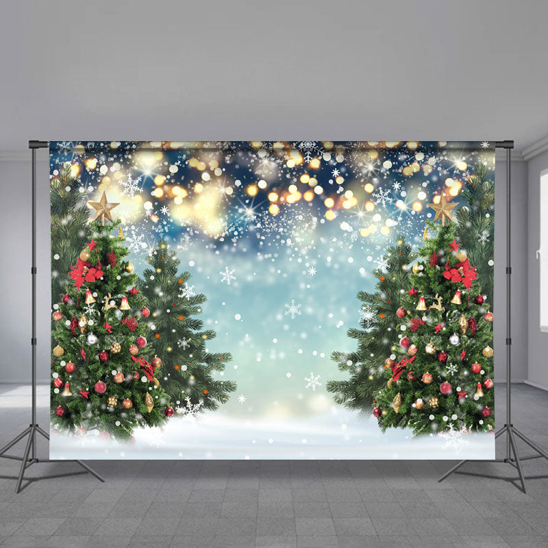 Aperturee - Light Spot Snowflake Bokeh Christmas Tree Backdrop