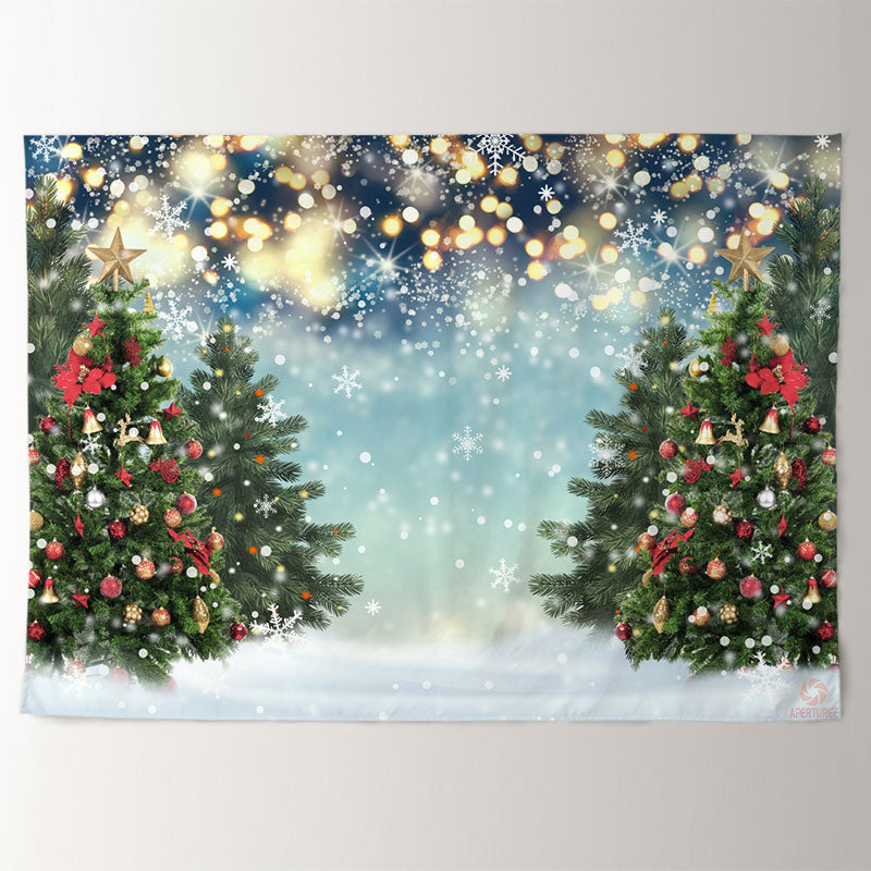 Aperturee - Light Spot Snowflake Bokeh Christmas Tree Backdrop