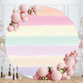 Aperturee - Light tripes Round Birthday Party Decoration Backdrop