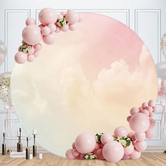 Aperturee - Light Yellow Cloud Round Baby Shower Backdrop