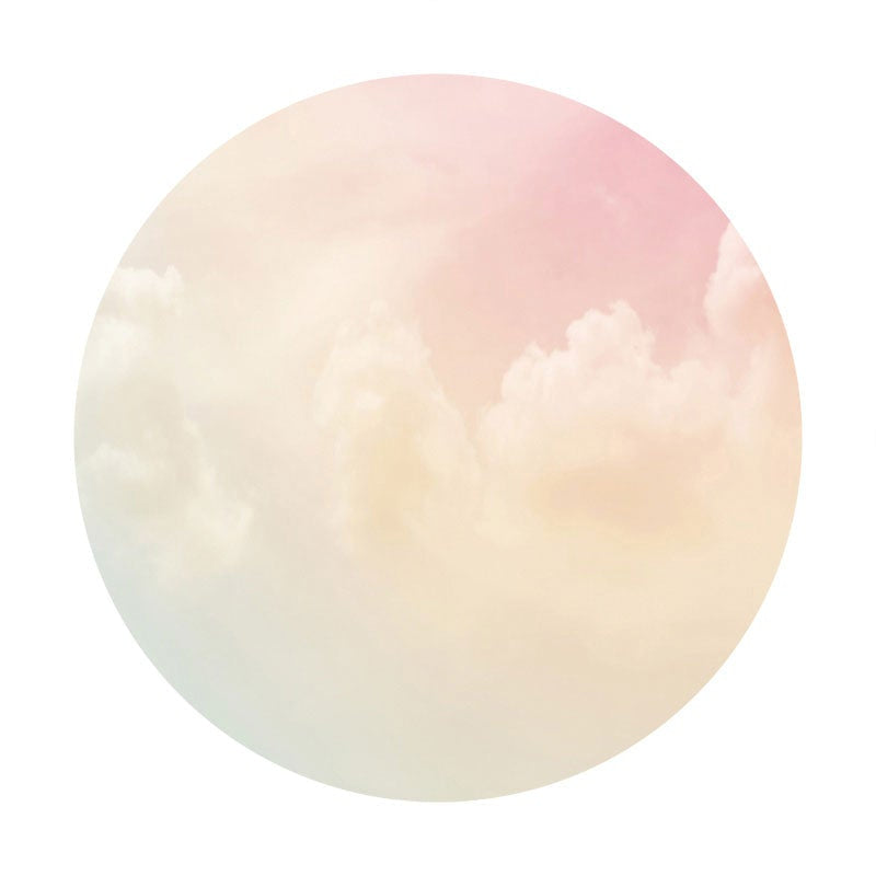 Aperturee - Light Yellow Cloud Round Baby Shower Backdrop