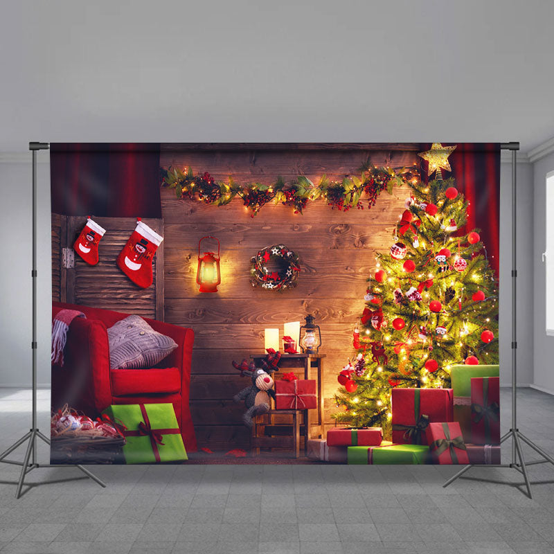 Aperturee - Lighting Christmas Tree Wreath Holiday Backdrop