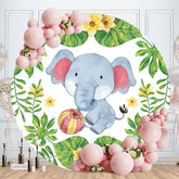 Aperturee - Little Blue Elephant Round Birthday Backdrop