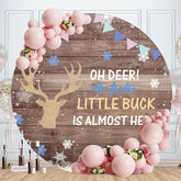 Aperturee - Little Buck Almost Here Round Baby Shower Backdrop