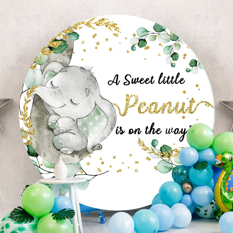 Aperturee - Little Sweet Peanut Glitter Baby Shower Backdrop