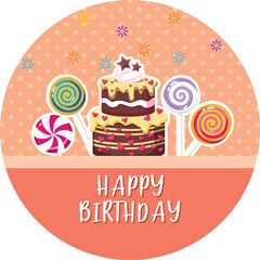 Aperturee - Lollipop Cake Circle Happy Birthday Backdrop