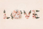 Aperturee - Love Letters Boho Dusty Pink Floral Photography Backdrop For Newborn