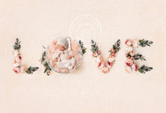 Aperturee - Love Letters Boho Dusty Pink Floral Photography Backdrop For Newborn