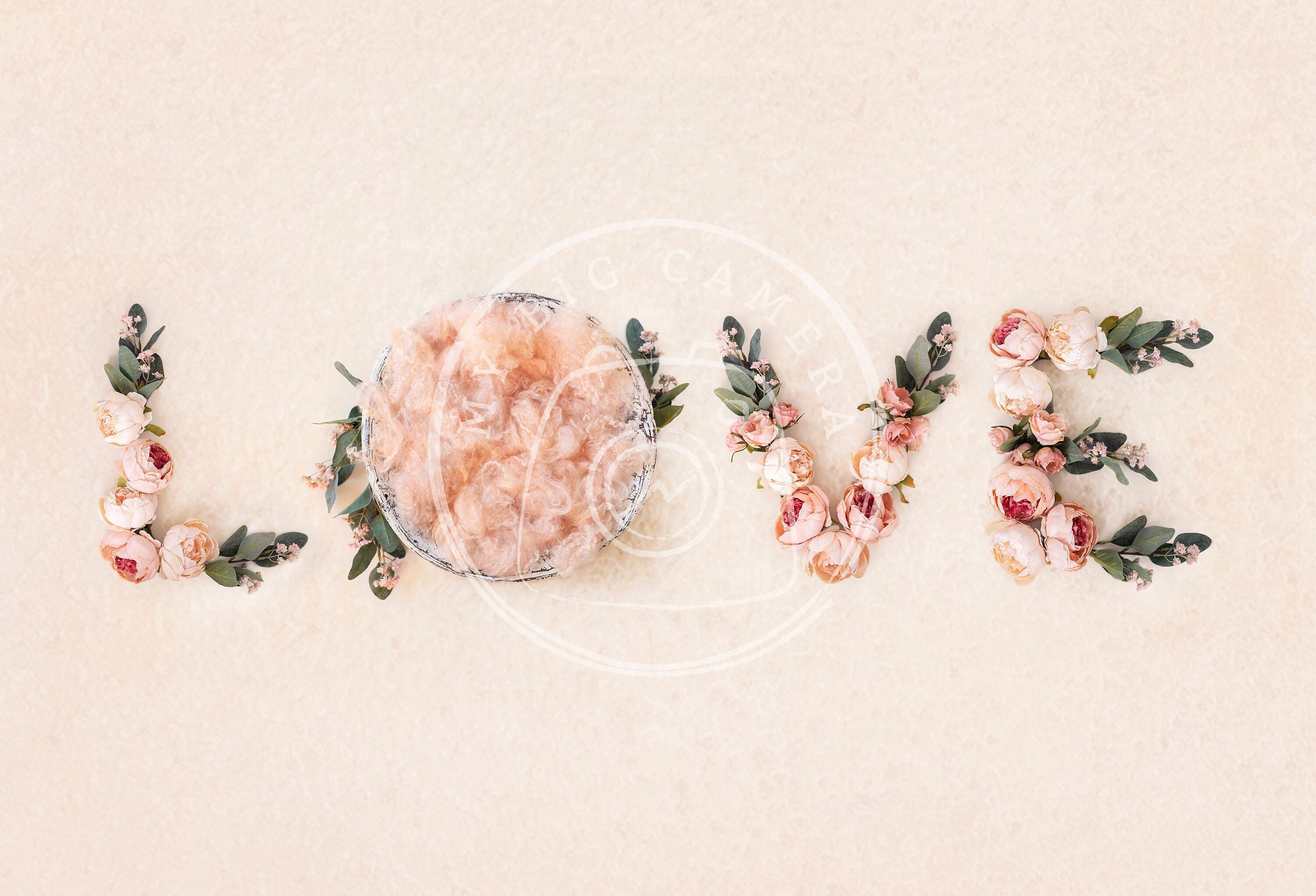 Aperturee - Love Letters Boho Dusty Pink Floral Photography Backdrop For Newborn