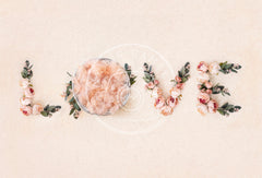 Aperturee - Love Letters Boho Dusty Pink Floral Photography Backdrop For Newborn