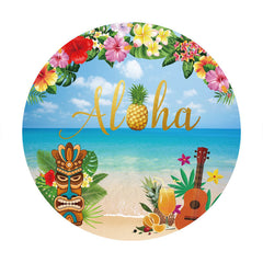 Aperturee - Lovely Floral Hawiian Holiday Round Backdrop