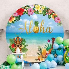 Aperturee - Lovely Floral Hawiian Holiday Round Backdrop