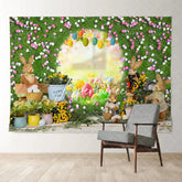 Aperturee - Magic Spring Floral Bunny Happy Easter Backdrop