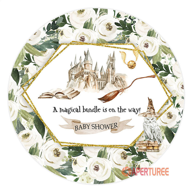 Aperturee - Magical Bundle Halloween Round Baby Shower Backdrop
