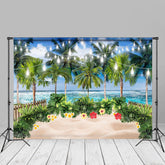 Aperturee - Monstera Flowers Fence Beach Summer Photo Backdrop