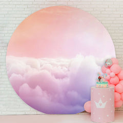 Aperturee - Nature Cloud Round Girls Baby Shower Backdrop
