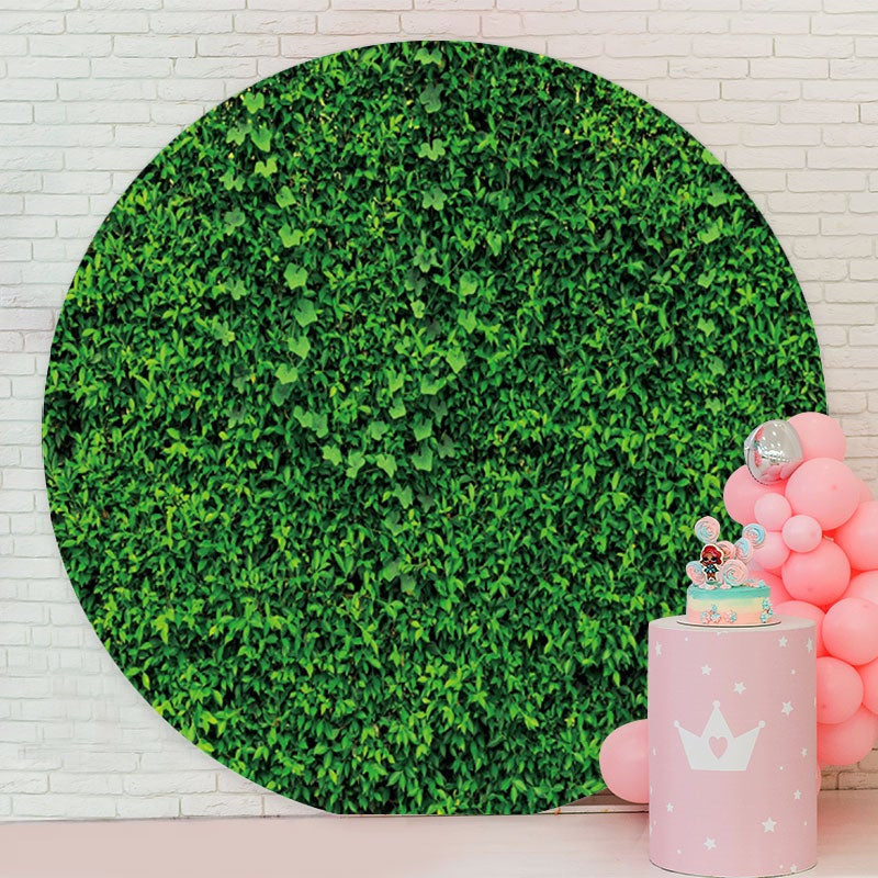 Aperturee - Nature Greeny Leaves Round Birthday Backdrop