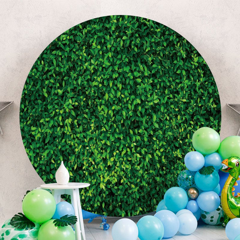 Aperturee - Nature Greeny Leaves Round Birthday Backdrops