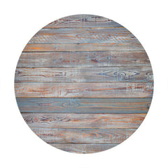 Aperturee - Nature Light Blue Wooden Round Birthday Backdrop