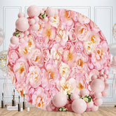 Aperturee - Nature Pink Floral Round Birthday Party Backdrop